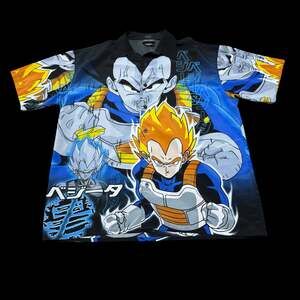 Vintage 2001 Dragon Ball Z Vegeta All Over Print Button Up Shirt